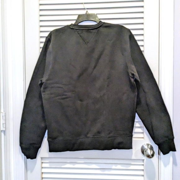 Tommy Hilfiger Women's Med Red White Blue Graphic Logo V-Stitch Sweatshirt Black - Picture 8 of 11